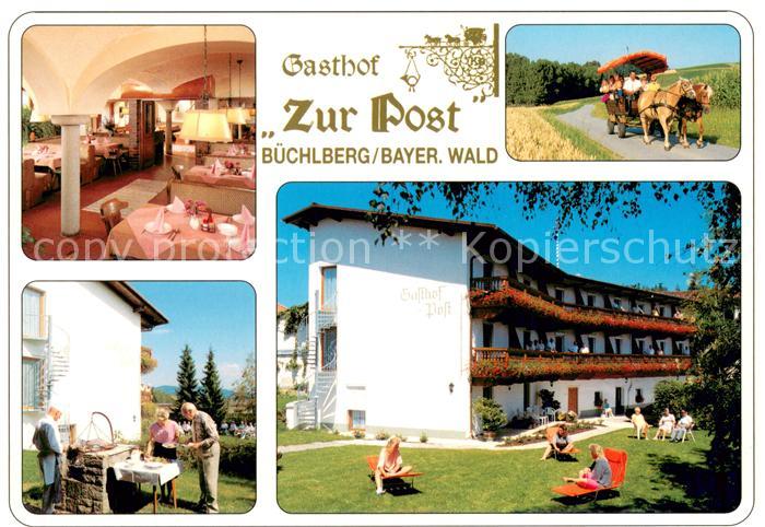 Buechlberg Gasthof Zur Post Gastraum Brunnen Pferdekutschfahrt