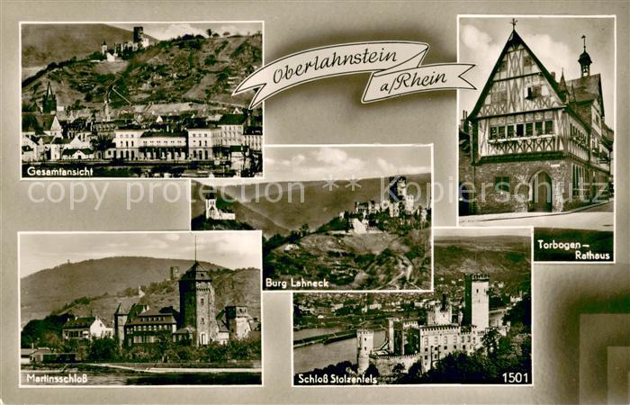 Oberlahnstein Gesamtansicht Martinsschloss Burg Lahneck Schloss Stolzenfels Torb