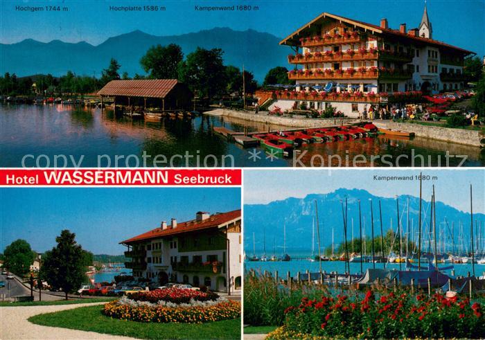 Seebruck Chiemsee Hotel Wassermann Bootssteg Bootshaus Seglerhafen Alpenblick
