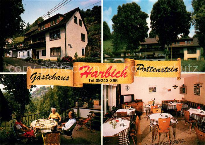 Pottenstein Oberfranken Gaestehaus Harbich Gastraum Terrasse Luftkurort Fraenkis