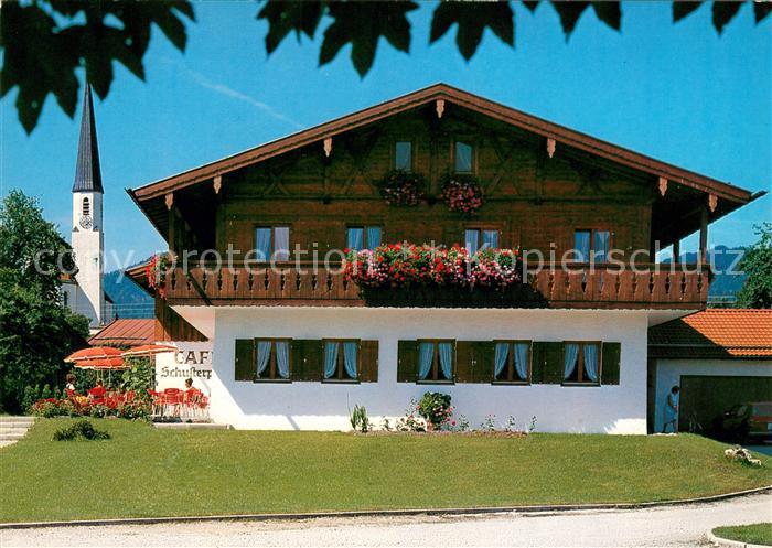 Arzbach Bad Toelz Cafe Schusterpeter Blick zur Kirche