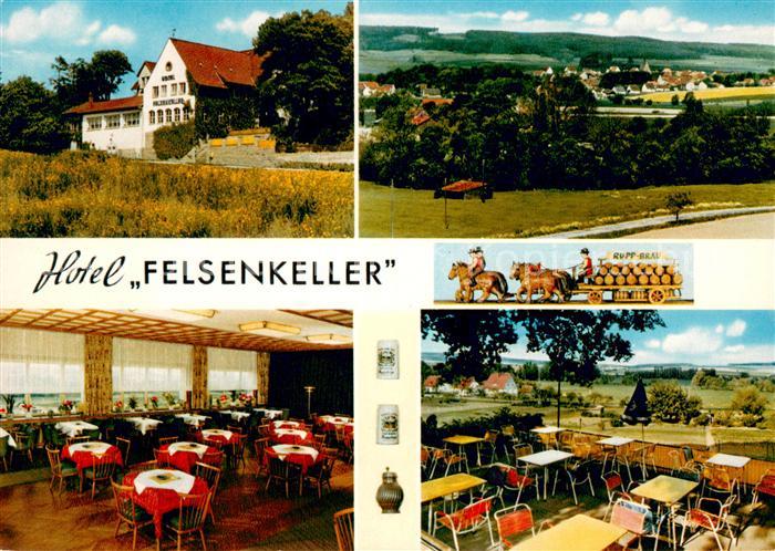 Lauenau Hotel Felsenkeller Restaurant Terrasse Rupp-Braeu Vierspaenner Bierwagen