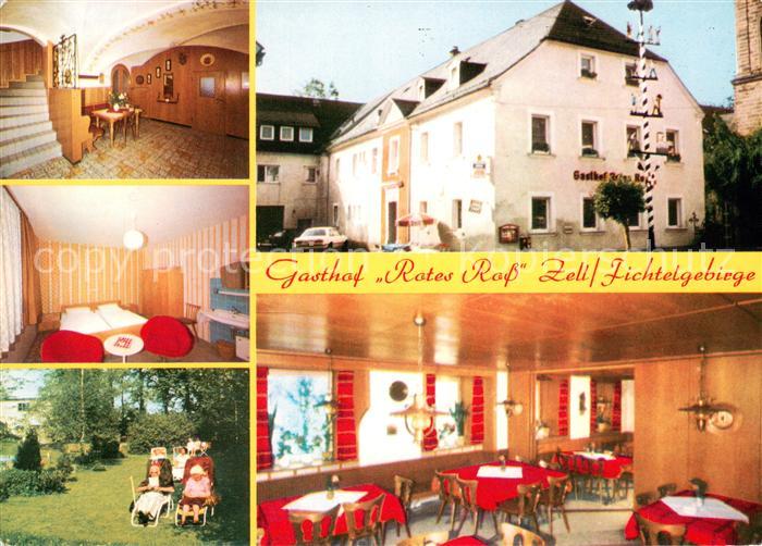 Zell Fichtelgebirge Gasthof Rotes Ross Restaurant Treppenaufgang Garten Maibaum