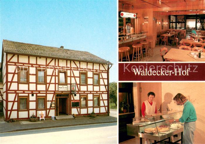 Kleinern Gaststaette Waldecker Hof Restaurant Kuchentheke Fachwerkhaus