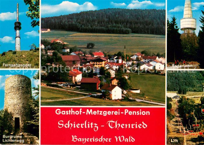 Thenried Ortsansicht Gasthof Pension Schierlitz Fernsehsender Burgruine Lichtene
