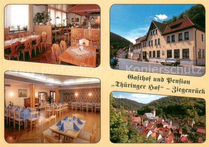Ziegenrueck Gasthof Pension Thueringer Hof Restaurant Ortsansicht mit Kirche