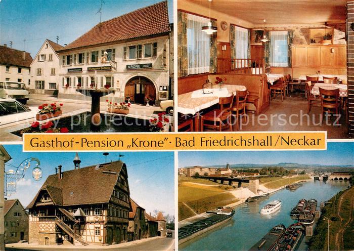 Bad Friedrichshall Gasthof Pension Krone Restaurant Panorama Neckar Binnenschiff