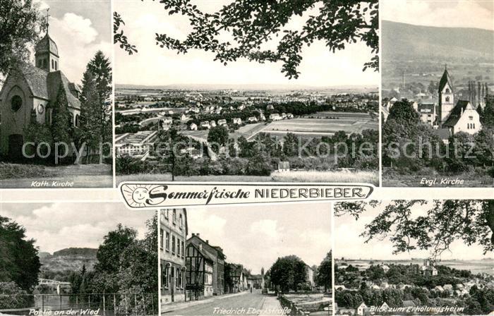 Niederbieber Neuwied Kath Kirche Panorama Ev Kirche Wiedpartie Friedrich Erbert