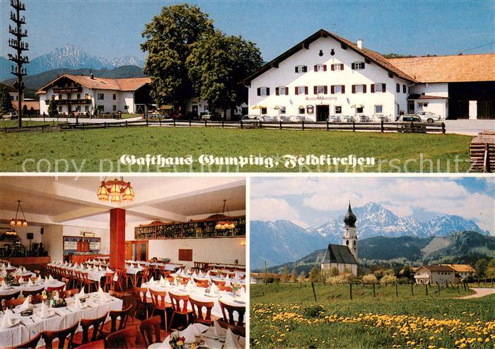 Feldkirchen Trostberg Gasthaus Gumping Speisesaal Kirche Panorama