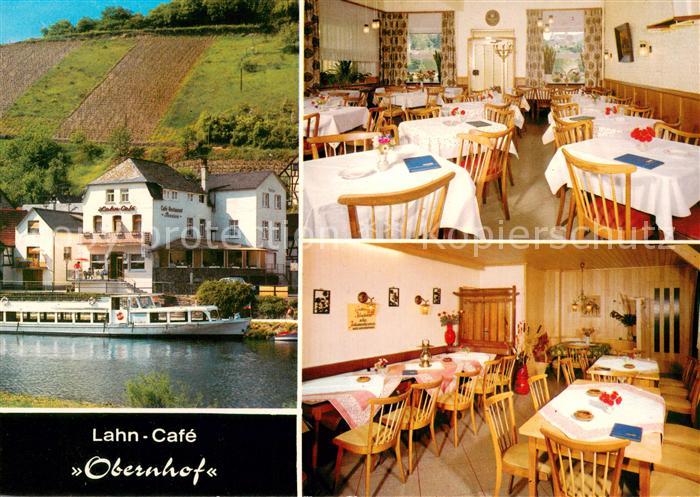 Obernhof Lahn Pension Restaurant Lahn-Cafe Gastraeume Fahrgastschiff