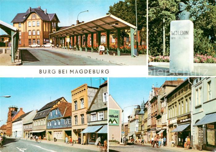 Burg Magdeburg Bahnhof Busbahnhof Lenindenkmal im Goethepark Platz der Weltjugen