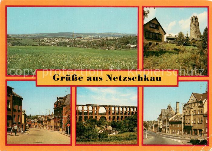 Netzschkau Panorama Am Kuhberg Bahnhofstrasse Goeltzschtalbruecke Techn Denkmal