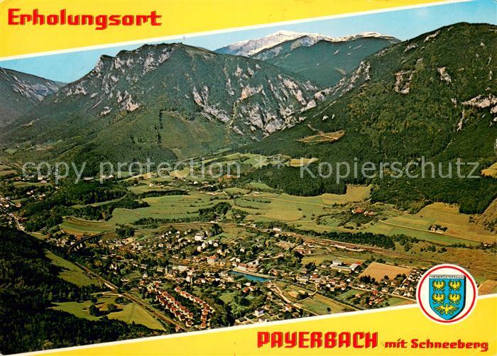 Payerbach Erholungsort mit Schneeberg Fliegeraufnahme