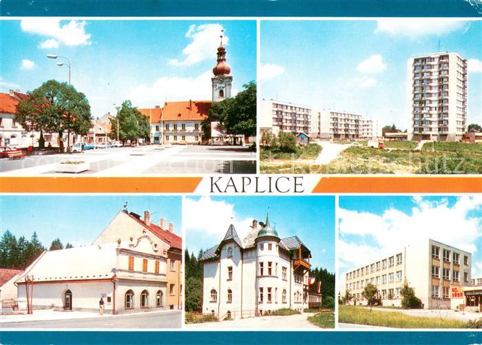 Kaplice Platz Innenstadt Kirche Wohnsiedlung Hochhaeuser Schloss Gymnasium