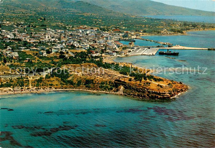 Aegina Egina Stadtpanorama mit Apollotempel Fliegeraufnahme