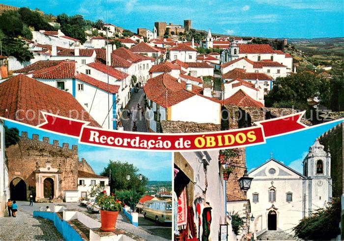Obidos Stadtpanorama mit Festung Kirche