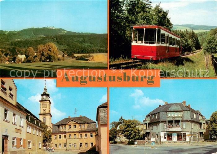 Augustusburg Panorama Blick von Erdmannsdorf zur Augustusburg Drahtseilbahn Mark