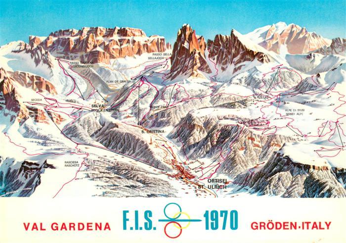 Groeden Tirol Alpine Skiweltmeisterschaften uebersichtskarte Skigebiet Groednert