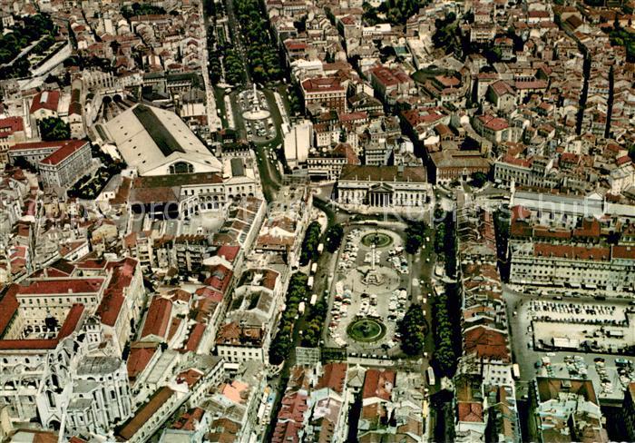 Lisboa Rossio Square and Avenue of the Liberty aerial view