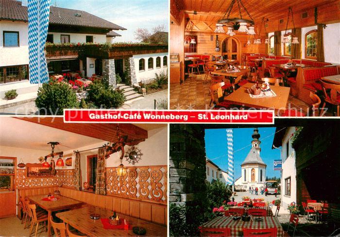 St Leonhard Wonneberg Gasthof Cafe Wonneberg Gastraum Blick zur Kirche