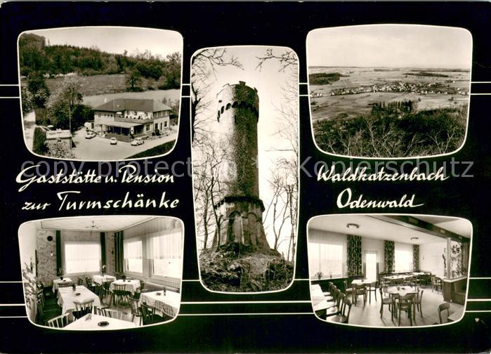 Waldkatzenbach Gaststaette Pension zur Turmschaenke im Odenwald Turm Bromsilber