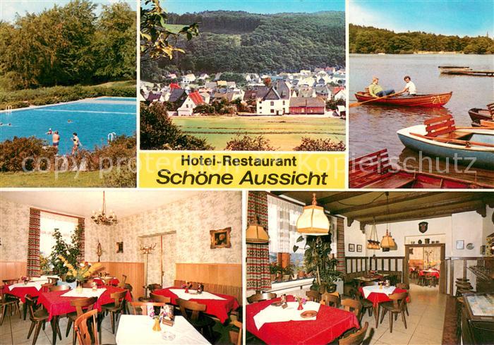 Schoenbach Dillkreis Hotel Restaurant Schoene Aussicht Ortsansicht Freibad See