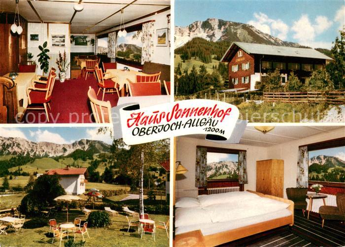 Oberjoch Gaestehaus Pension Sonnenhof Gastraum Garten Fremdenzimmer Allgaeuer Al