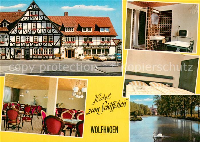 Wolfhagen Hotel Zum Schiffchen Restaurant Fremdenzimmer Partie am Wasser Schwan