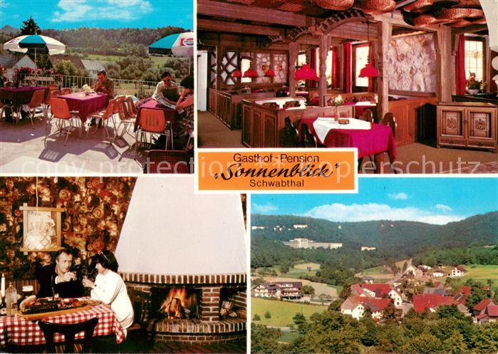 Schwabthal Gasthof Pension Sonnenblick Restaurant Kamin Terrasse Panorama