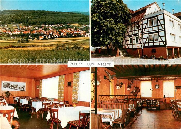 Nieste Gaststaette Pension Zum Niestetal Gastraum Fachwerkhaus Panorama