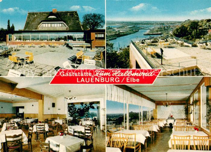 Lauenburg Elbe Hotel Gaststaette Zum Halbmond Restaurant Panorama Blick ueber di