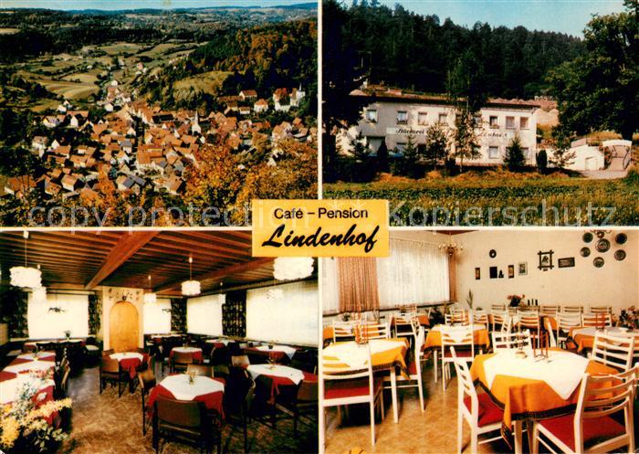 Unterleinleiter Cafe Pension Lindenhof Gastraum Ortspanorama Landschaft