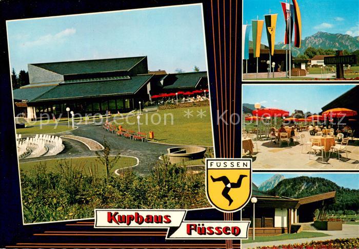 Fuessen Allgaeu Kurhaus Restaurant Terrasse Fahnen Hoehenluftkurort Allgaeuer Al