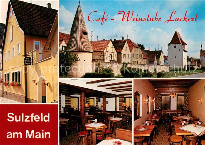 Sulzfeld Main Cafe Weinstube Luckert Gastraeume Ortsansicht Stadtmauer Tuerme