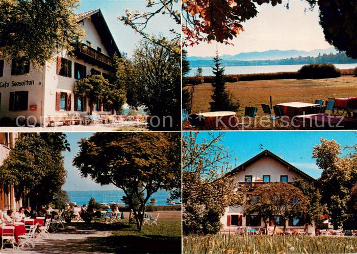 Seeshaupt Gasthof Cafe Seeseiten Terrasse Blick auf den Starnberger See