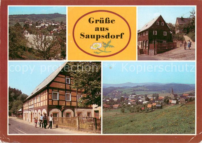 Saupsdorf Ortsansichten Panorama Umgebindehaus Fachwerkhaus Gaststaette Raeumich