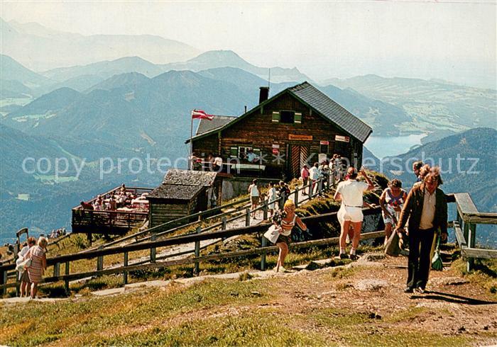 St Wolfgang Salzkammergut Berghuette Gaststaette auf dem Schafberg Fernsicht Wol
