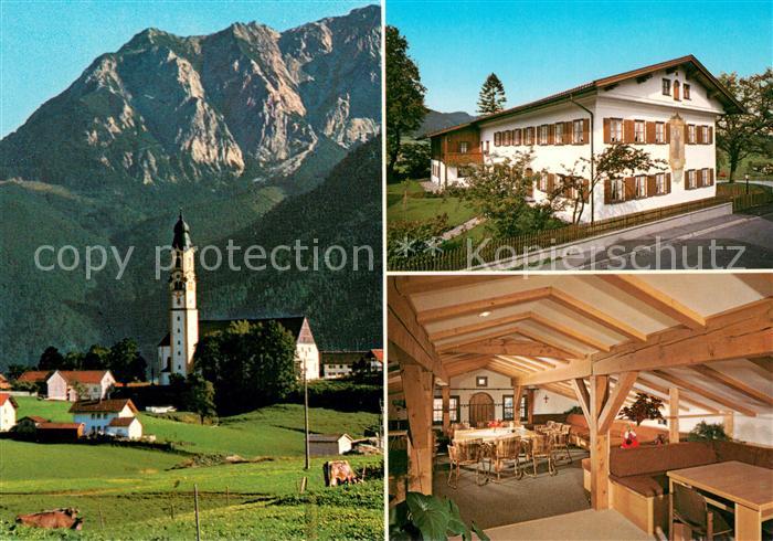 Pfronten Ostallgaeu Bayern Gaestehaus Pension Haus St. Hildegard Motiv mit Kirch