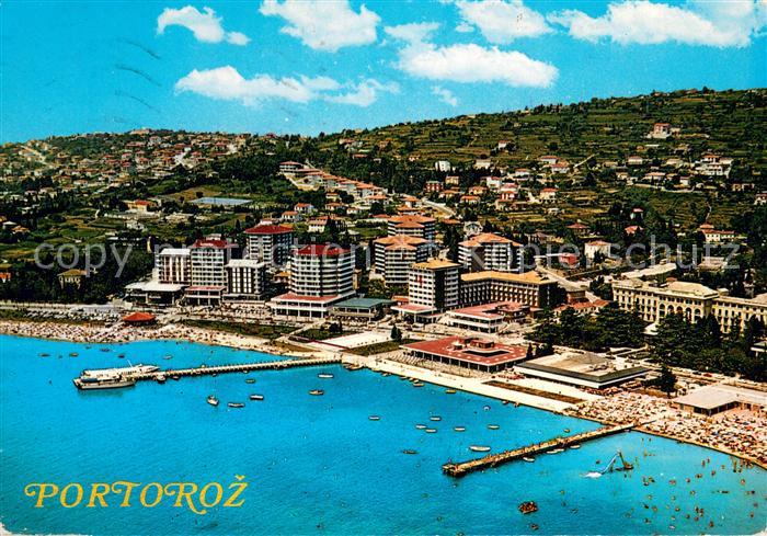 Portoroz Hotel- und Ferienanlagen am Strand Fliegeraufnahme