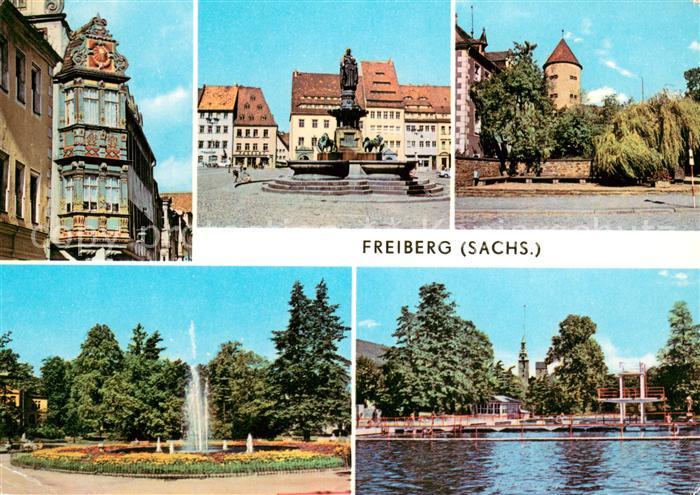 Freiberg Sachsen Renaissance Erker Karl Marx Strasse Brunnendenkmal Obermarkt Sc