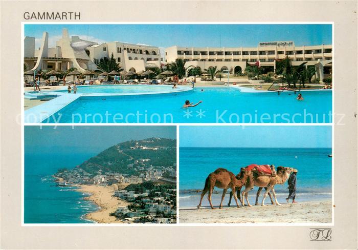 Gammarth Hotel Cap Carthage Swimming Pool Kamele Kuestenpanorama Fliegeraufnahme