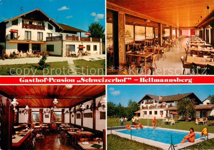 Hellmannsberg Waging See Gasthof Pension Schweizerhof Restaurant Swimming Pool