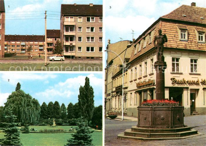 Frankenberg Sachsen Neubaugebiet Luetzelhoehe Park Brunnen am Platz der Einheit