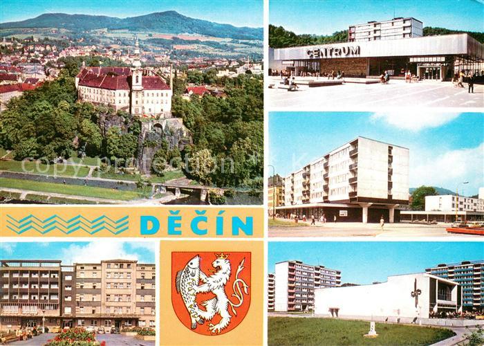 Decin Boehmen Stadtpanorama Schloss Centrum Einkaufszentrum Wohnsiedlung Grand H