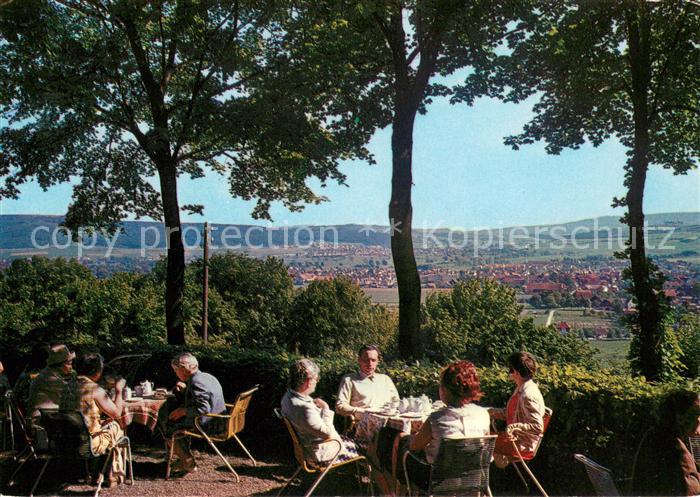 Bad Pyrmont Berggasthaus Zu den Erdfaellen Terrasse Fernsicht