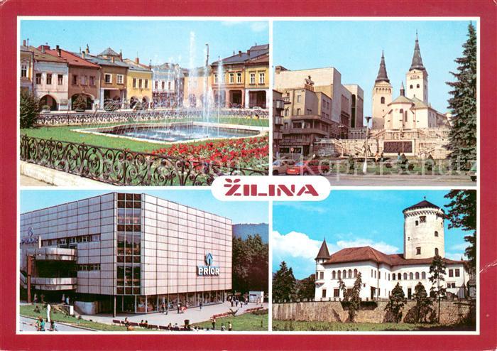 Zilina Platz Wasserspiele Kirche Einkaufszentrum Schloss Budatin