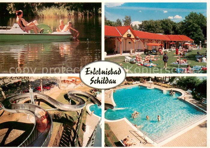 Schildau Neumuehlenteich Gaststaette Wasserrutsche Freibad