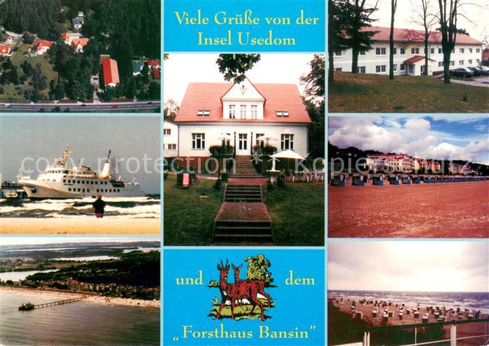 Insel Usedom Fliegeraufnahme Forsthaus Bansin Strandpartien Fahrgastschiff