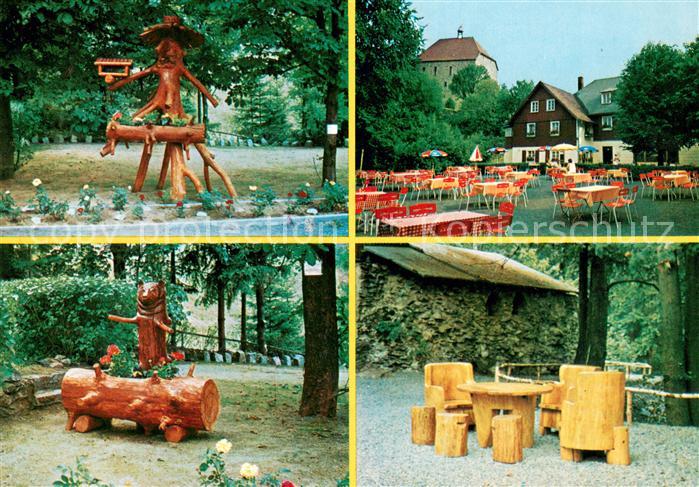 Stein Bad Berneck Burgschaenke zur Ritter vom Stein Park Freiterrasse Gartengarn