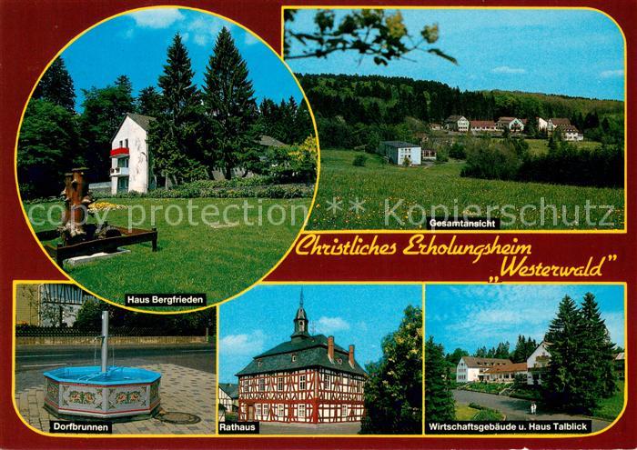 Rehe Westerwald Christl Erholungsheim Westerwald Haus Bergfrieden Dorfbrunnen Ra